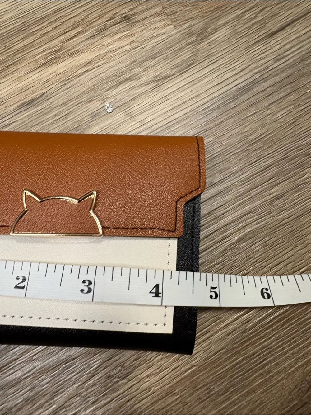Forever Memory Color Block Trifold Wallet Cat Clasp NWT Korean Style Black/Brown